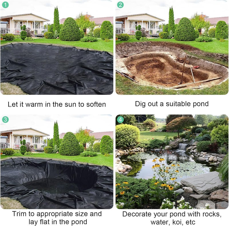 DGSL Pond Liner, 20 Mil 10 X 10 FT Pond Liners for Outdoor Ponds, HDPE Fish Pond Liner for Natural Looking Ponds, Aquaculture, Koi Ponds and Water Garden 68-517 Sq Ft Large Size Easy Cutting - Image 4